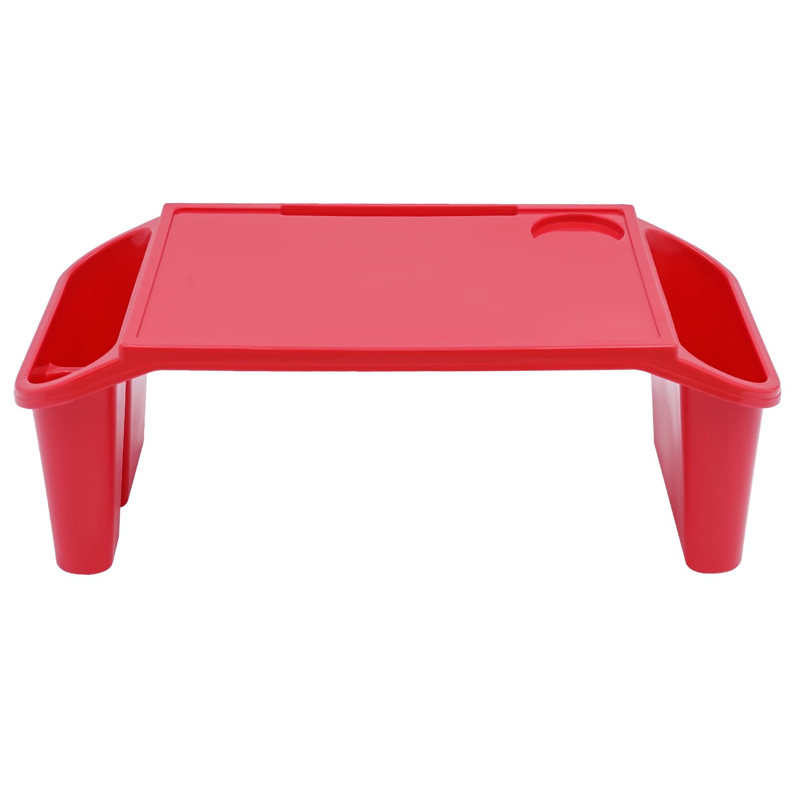 Kids Lap Desk Tray for Ages 1-9, Compact, Stackable, Red, with Storage Compartments for Snacks, Drinks, Phones, and More