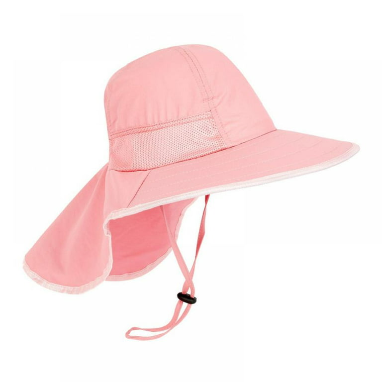 Kids Large Brim UV Protection Sun Hat with Neck Flap Mesh Fishing Cap