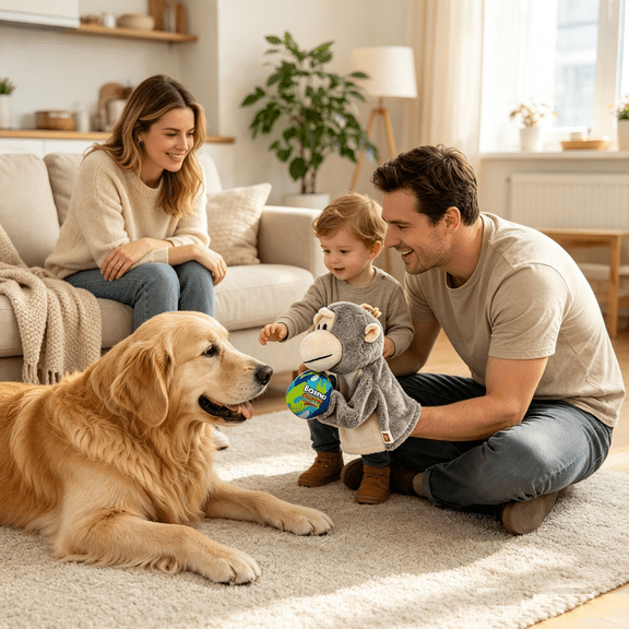 Kids' Large Monkey Boxing Hand Puppet for Dog Play – Soft Plush, Sound Effects, Easy Control for Children to Interact with Pets (1 EA, 13 Inch)