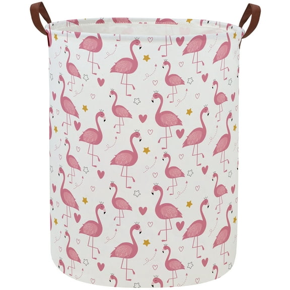 Kids Laundry Hamper,Flamingo Hamper Collapsible Canvas Cute Laundry Basket for Boys and Girls, Nursery Hampers,Gift Baskets,(Flamingo)