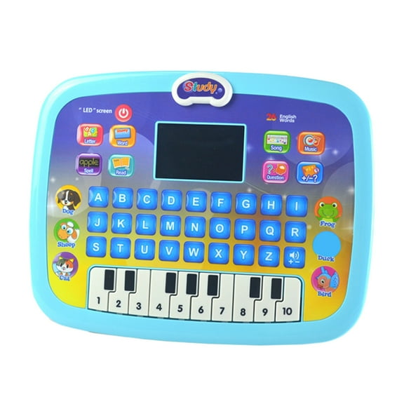 Kids Learning Pad/Tablet Interactive Toddler Toys with Words Numbers Alphabets Music English Electronic Educational Toy for Preschool Boys & Girls 3-8 Years Old Christmas (Light Blue)