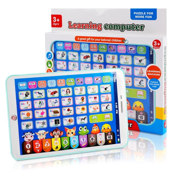 BFVV Kids Learning Tablet 7 inch Learning Pad Toy, Educational Toddler Electronic Interactive Musical Toys for Boys Girls Birthday Gift(Green)