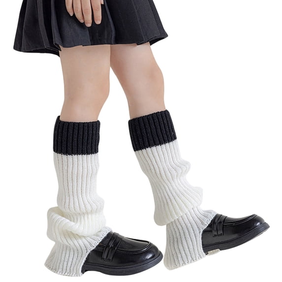 Kids Leg Warmers Knitted Knee High Socks for Girls, 4 Pairs Winter Japanese Style Loose Kawaii Harajuku Lolita Socks