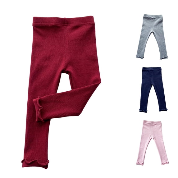 Kids Leggings Elastic Waistband Stretch Soft Pull-On Fall Winter Girls Clothes 12-18 Months