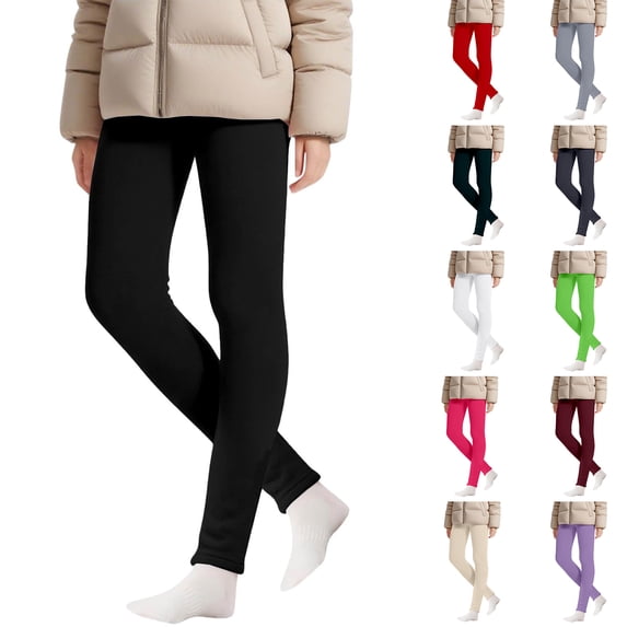 Kids Leggings for Girls Fleece Lined Thermal Slim Fit Stretchy Warm Pants Tights