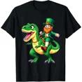thumbnail image 1 of Kids Leprechaun T-Rex Dinosaur Funny St Patrick's Day Boys T-Shirt, 1 of 2