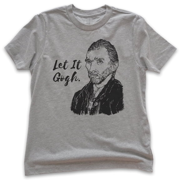 Kids Let It Gogh Vincent Van Gogh Shirt, Youth Kids Boy Girl T-Shirt, Funny Van Gogh Tee Funny Artist Painter T, Dark Heather Gray, Large