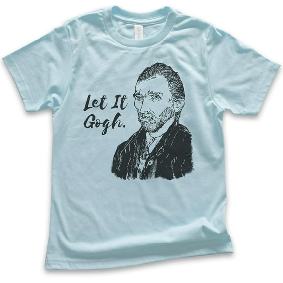 Kids Let It Gogh Vincent Van Gogh Shirt, Youth Kids Boy Girl T-Shirt, Funny Van Gogh Tee Funny Artist Painter T, Light Blue, Large
