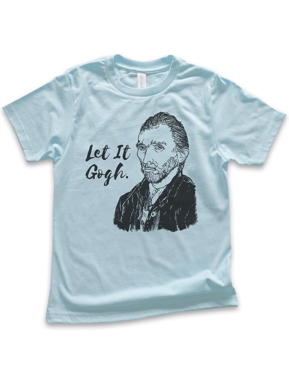 Kids Let It Gogh Vincent Van Gogh Shirt, Youth Kids Boy Girl T-Shirt, Funny Van Gogh Tee Funny Artist Painter T, Light Blue, X-Small