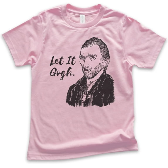 Kids Let It Gogh Vincent Van Gogh Shirt, Youth Kids Boy Girl T-Shirt, Funny Van Gogh Tee Funny Artist Painter T, Light Pink, X-Small