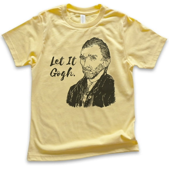 Kids Let It Gogh Vincent Van Gogh Shirt, Youth Kids Boy Girl T-Shirt, Funny Van Gogh Tee Funny Artist Painter T, Yellow, Medium