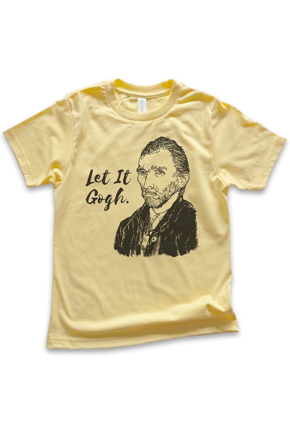 Kids Let It Gogh Vincent Van Gogh Shirt, Youth Kids Boy Girl T-Shirt, Funny Van Gogh Tee Funny Artist Painter T, Yellow, X-Small