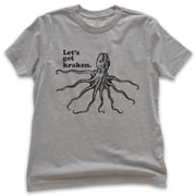 Kids Lets Get Kraken T-shirt, Youth Kids Boy Girl T-Shirt, Animal Pun T-shirt, Funny Giant Octopus Squid Shirt, Dark Heather Gray, Small