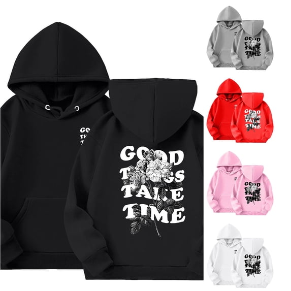 Kids Letter Print Hoodie Long Sleeve Pullover Sweatshirt With Pocket Boys Girls