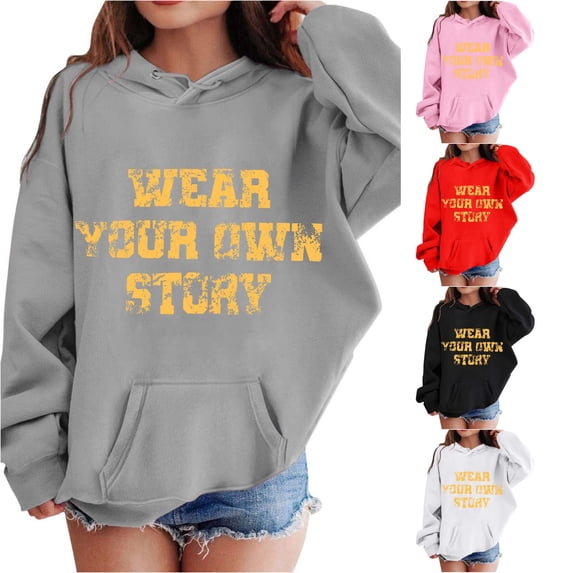 Kids Letter Print Hoodie Long Sleeve With Pocket Casual Pullover For Boys Girls