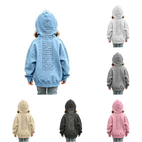 Kids Letter Print Hoodie No Drawstring Long Sleeve Pullover Top For Boys Girls