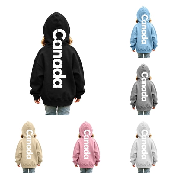Kids Letter Print Hoodie No Drawstring Long Sleeve Pullover Top For Boys Girls