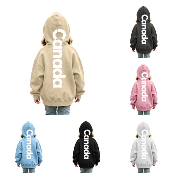 Kids Letter Print Hoodie No Drawstring Long Sleeve Pullover Top For Boys Girls