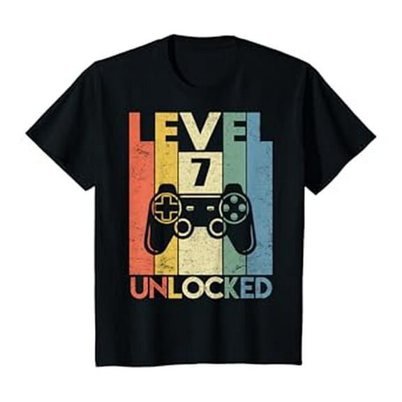 Kids Level 7 Unlocked Shirt Funny Video Gamer 7Th Birthday Gift Hot Trending T-Shirt Unisex S To 5Xl