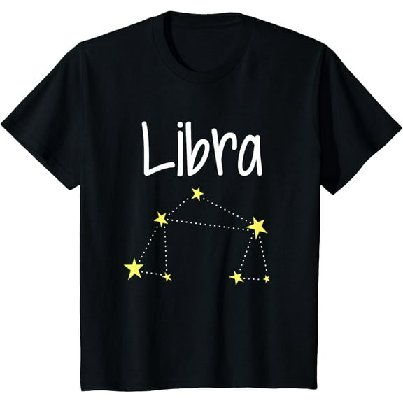 Kids Libra Zodiac Sign Constellation October September Boys Girls T-Shirt men and women can wear, black, white, gifts.