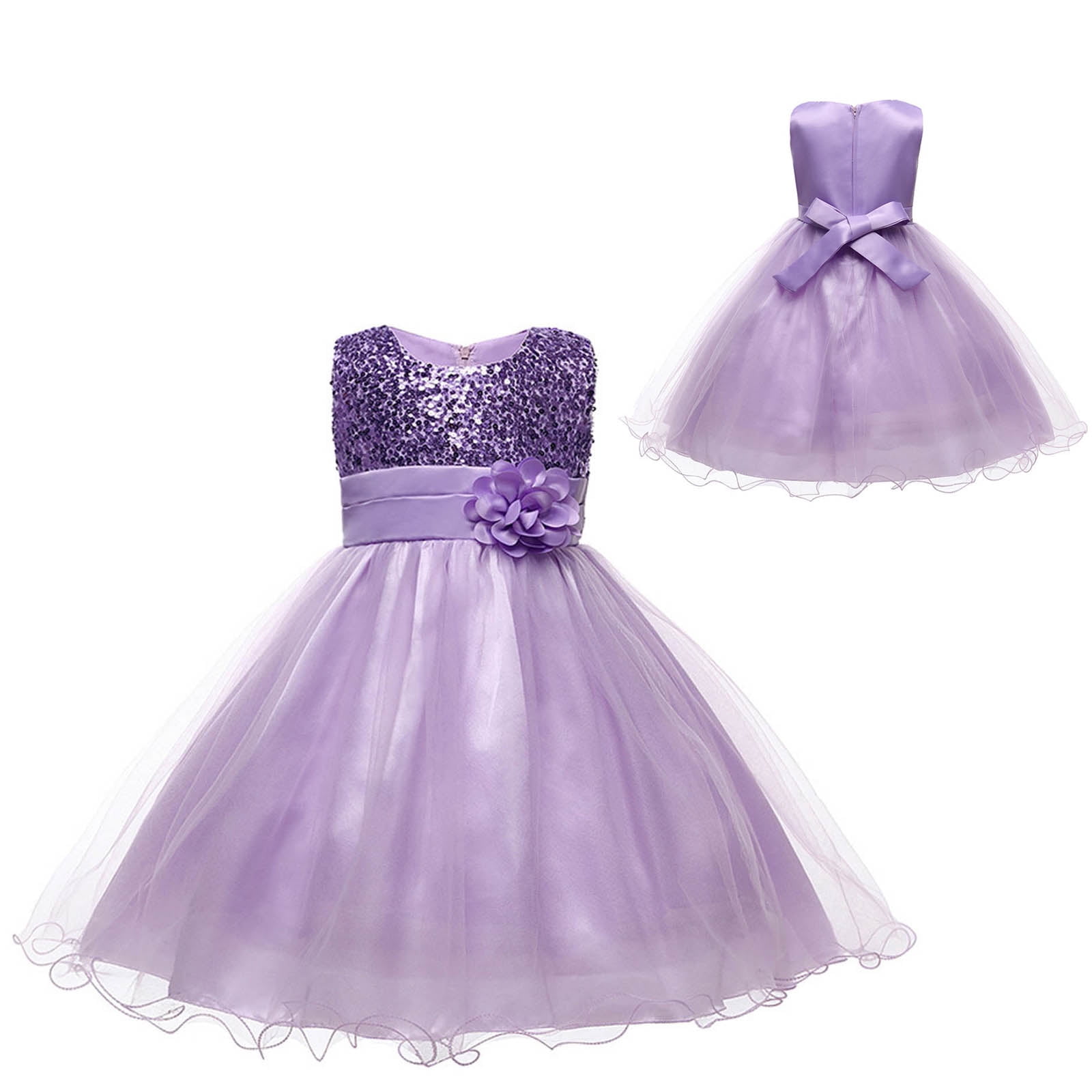 Kids Light Purple Dress for Girls Ruffle Girl Tulle Dress Junior ...