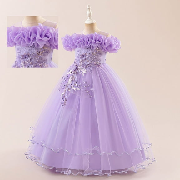 Kids Light Purple Dress for Girls Ruffle Sleeveless Toddler Formal Dresses Baby Girl Birthday Dress Dresses for Teens 9 Years
