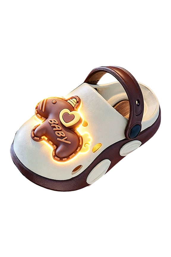 Kids Light Up Clogs Sandals, Soft EVA Slip-On Shoes with Cartoon Design, Non-Slip Thick Sole for Indoor Outdoor, Sizes 18-28