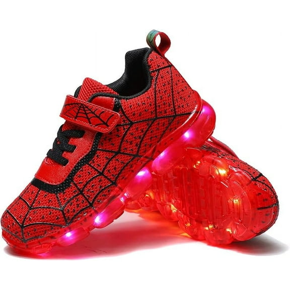 Kids Light Up Shoes Led Flash Sneakers with Spider Upper USB Charge for Boys Girls Toddles Best Gift for Birthday Thanksgiving Christmas Day