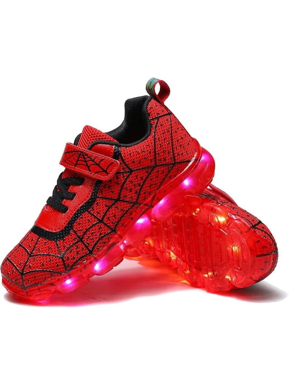 Kids Light Up Shoes Led Flash Sneakers with Spider Upper USB Charge for Boys Girls Toddles Best Gift for Birthday Thanksgiving Christmas Day