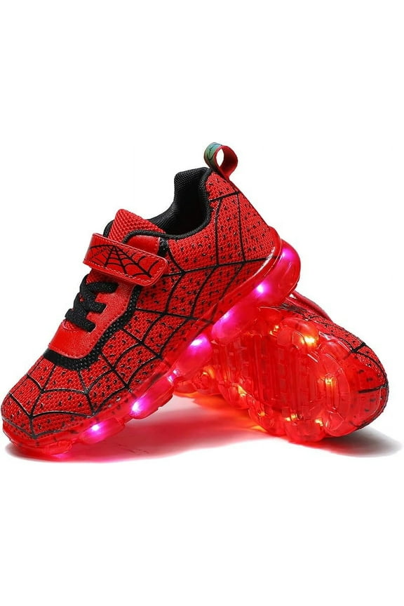 Kids Light Up Shoes Led Flash Sneakers with Spider Upper USB Charge for Boys Girls Toddles Best Gift for Birthday Thanksgiving Christmas Day