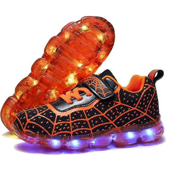 Kids Light Up Shoes Led Flash Sneakers with Spider Upper USB Charge for Boys Girls Toddles Best Gift for Birthday Thanksgiving Christmas Day