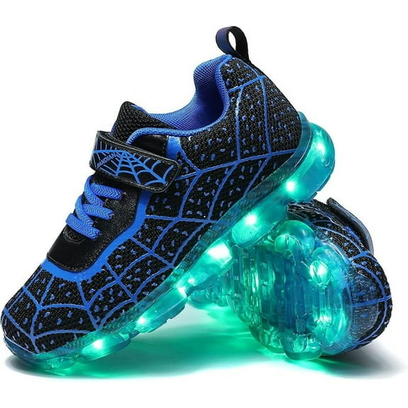 Kids Light Up Shoes Led Flash Sneakers with Spider Upper USB Charge for Boys Girls Toddles Best Gift for Birthday Thanksgiving Christmas Day