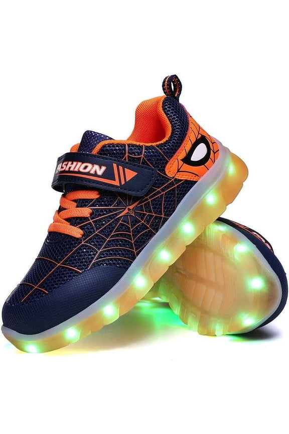 Kids Light Up Shoes Led Flash Sneakers with Spider Upper USB Charge for Boys Girls Toddles Best Gift for Birthday Thanksgiving Christmas Day