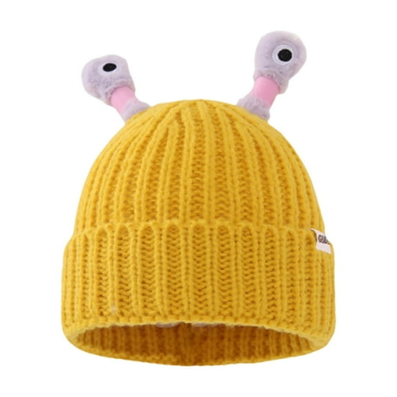 Kids Light-up Beanie Caps Soft Winter Warm Snail Antenna Knit Hats Kids Skull Caps