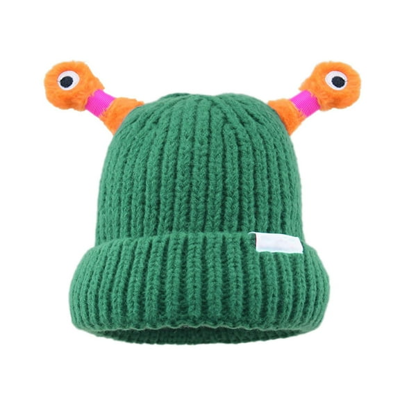 Kids Light-up Beanie Caps Soft Winter Warm Snail Antenna Knit Hats Kids Skull Caps