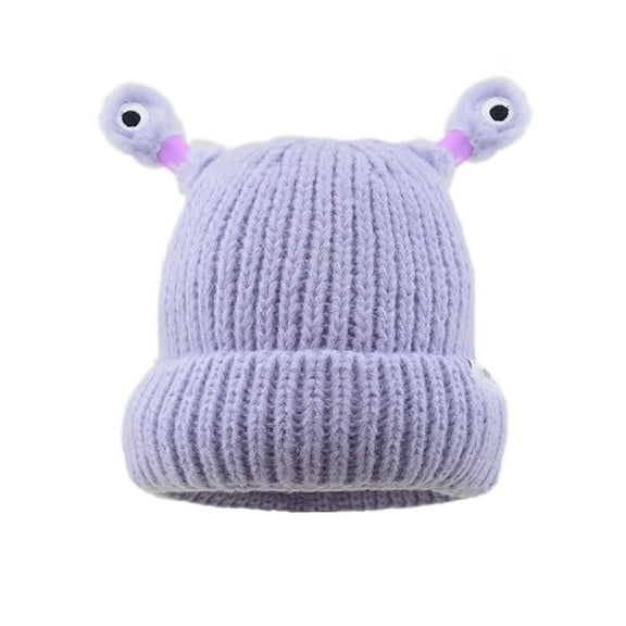 Kids Light-up Beanie Caps Soft Winter Warm Snail Antenna Knit Hats Kids Skull Caps