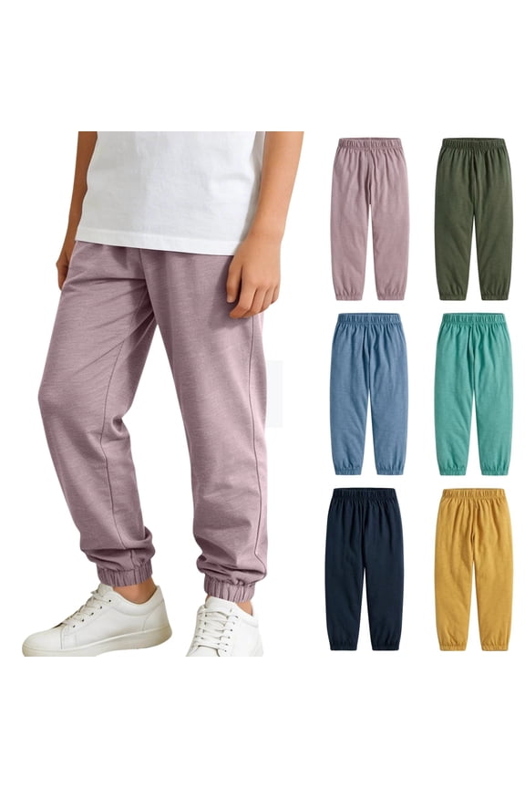 Kids Lightweight Breathable Joggers Pants, Boys Girls Summer Ultra-Thin Anti-Mosquito Casual Pants, Elastic Waist Drawstring Sweatpants for 1-14 Years, Outdoor Play Loungewear