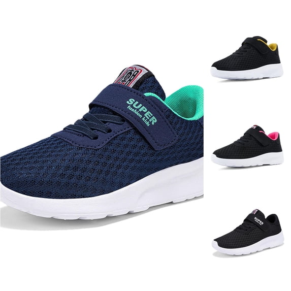 Kids Lightweight Breathable Mesh Running Shoes Slip-On Athletic