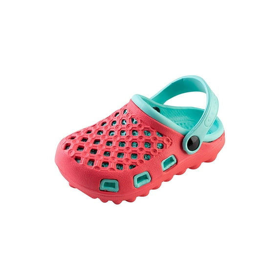 Kids Lightweight Breathable Slip-On Cute Garden Clogs Beach Sandals Water Shoes, Coral/Mint, Size: 2 Kids, S7