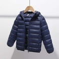 thumbnail image 1 of Kids Lightweight Down Jacket Full Zip Hoodie Coat Winter Warm Qulited Travel Jacket for Girls Boys 4-12T (5-6 Years, Dark Blue), 1 of 4