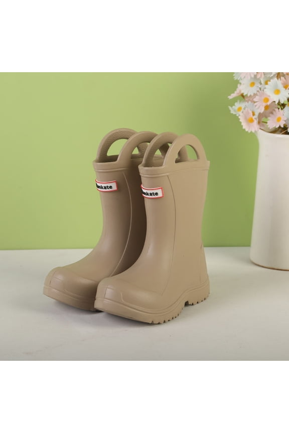 Kids Lightweight EVA Rain Boots with Carry Handles - Non- Soft Sole, Mid-Calf Waterproof Design for Toddlers & Big Kids (3-11 Years, 5 Colors)