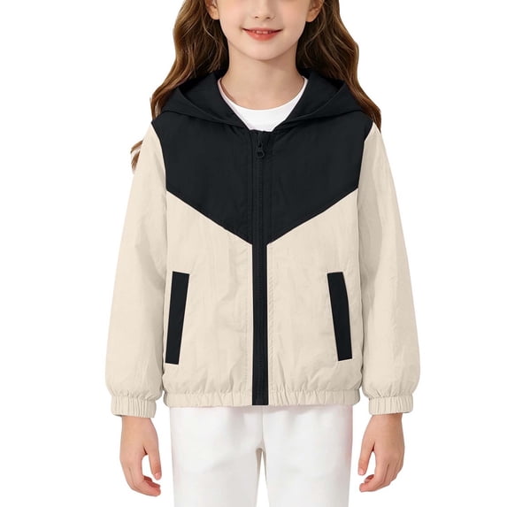 Kids Lightweight Jackets Zip up Windbreaker Coats Boys Girls Sport Windproof Outerwear Outdoor Waterproof Raincoat with Hood