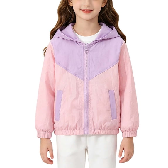 Kids Lightweight Jackets Zip up Windbreaker Coats Boys Girls Sport Windproof Outerwear Outdoor Waterproof Raincoat with Hood