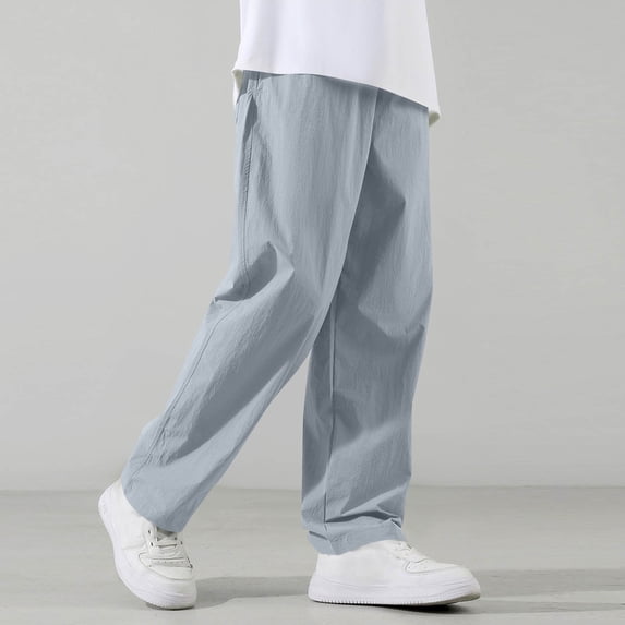Kids Lightweight Loose Straight Pants, Boys Drawstring Waist Breathable Casual School Trousers for Outdoor Sports Light Blue Jogging Pants for Kids 5-6Y