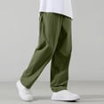 thumbnail image 1 of Kids Lightweight Loose Straight Pants, Boys Drawstring Waist Breathable Casual School Trousers for Outdoor Sports Green 15-16Y, 1 of 8