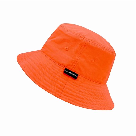 Kids Lightweight Packable Bucket Sun Hat – Quick Dry Nylon Polyester Hat for Boys and Girls, UV Protection, Outdoor Activity, Camping, Beach(4-6 yrs, Neon Orange)