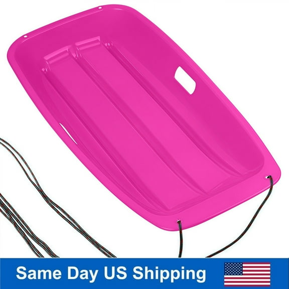 Kids' Lightweight Pink Snow Sled, 36in Safe Sledding Board with Handles & Tow Rope for Youth Winter Activities