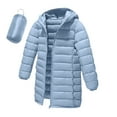 thumbnail image 1 of Kids Lightweight Puffer Jacket Packable Boys Girls Hooded Mid Length Full-zip Down Coat Winter Outerwear 4-12Y (10 Years, Sky Blue), 1 of 7