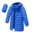 thumbnail image 1 of Kids Lightweight Puffer Jacket Packable Boys Girls Hooded Mid Length Full-zip Down Coat Winter Outerwear 4-12Y (6 Years, Blue), 1 of 7