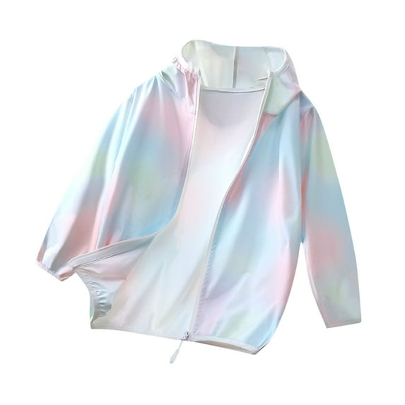 Kids Lightweight Sun Protection Jacket Girl Cooling Long Sleeve Zip-Up Hoodie Shirts Boys Hiking Quick Dry Tops 2 Y